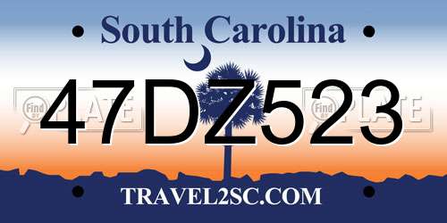 47DZ523 South Carolina License Plate