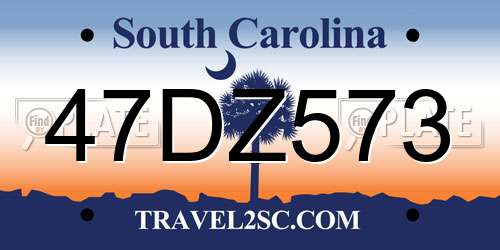 47DZ573 South Carolina License Plate