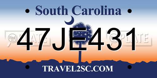 47JE431 South Carolina License Plate