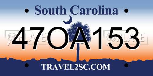 47OA153 South Carolina License Plate