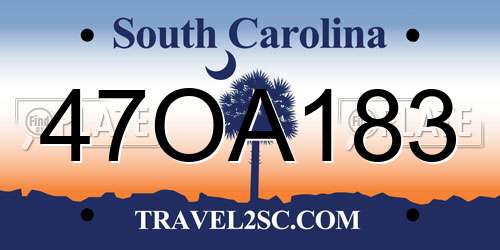 47OA183 South Carolina License Plate