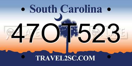 47OT523 South Carolina License Plate