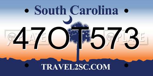 47OT573 South Carolina License Plate