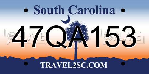 47QA153 South Carolina License Plate