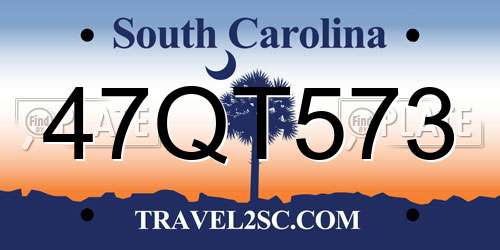 47QT573 South Carolina License Plate