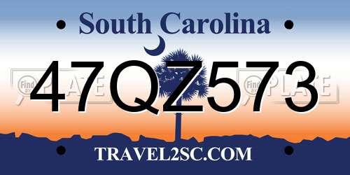 47QZ573 South Carolina License Plate