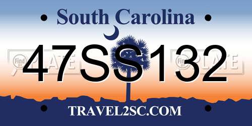 47SS132 South Carolina License Plate