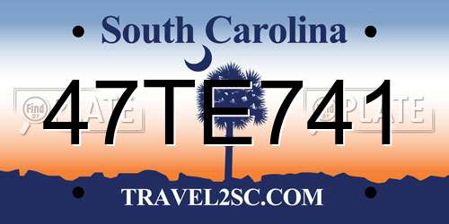 47TE741 South Carolina License Plate