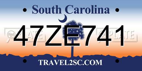 47ZE741 South Carolina License Plate