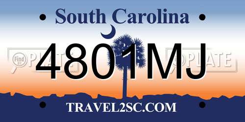 4801MJ South Carolina License Plate