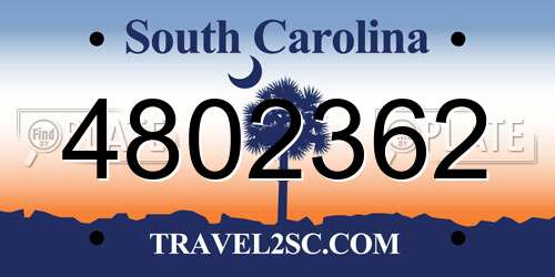 4802362 South Carolina License Plate