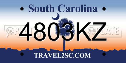 4803KZ South Carolina License Plate