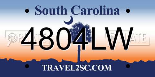 4804LW South Carolina License Plate
