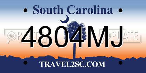 4804MJ South Carolina License Plate