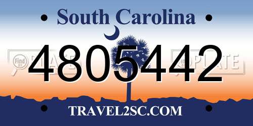 4805442 South Carolina License Plate
