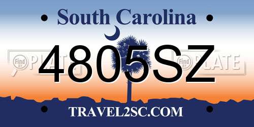 4805SZ South Carolina License Plate