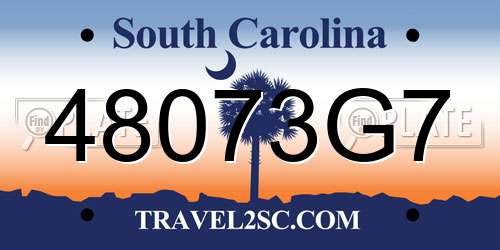 48073G7 South Carolina License Plate