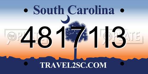 48171I3 South Carolina License Plate