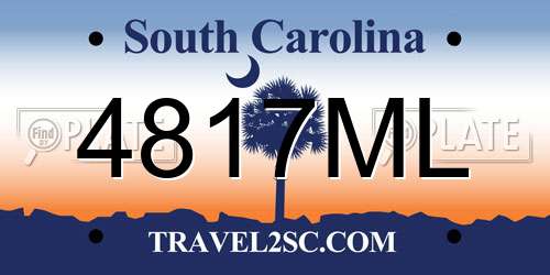4817ML South Carolina License Plate