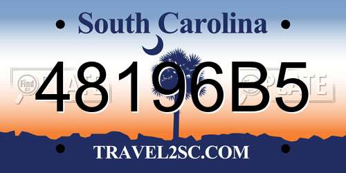 48196B5 South Carolina License Plate