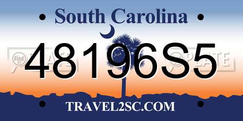 48196S5 South Carolina License Plate
