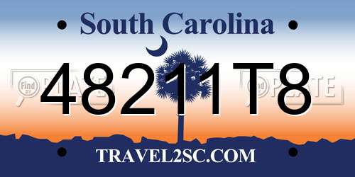 48211T8 South Carolina License Plate