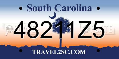 48211Z5 South Carolina License Plate