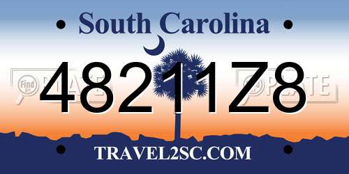 48211Z8 South Carolina License Plate