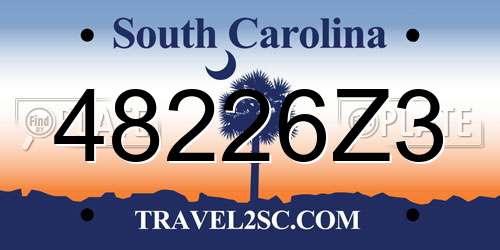 48226Z3 South Carolina License Plate