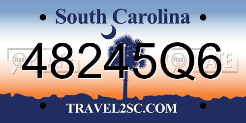48245Q6 South Carolina License Plate