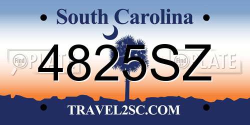 4825SZ South Carolina License Plate
