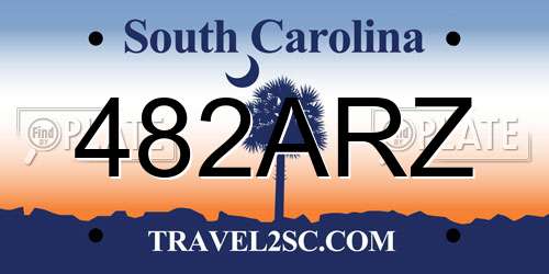 482ARZ South Carolina License Plate