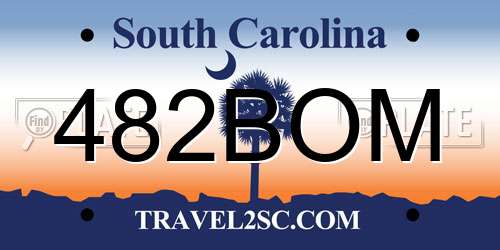 482BOM South Carolina License Plate