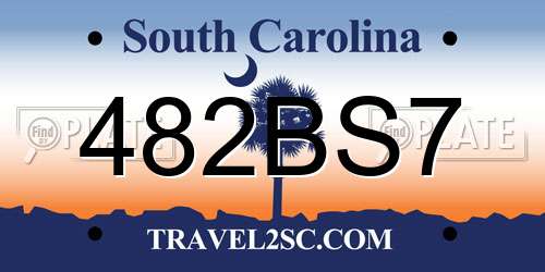 482BS7 South Carolina License Plate