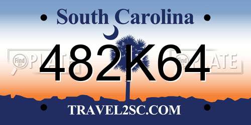 482K64 South Carolina License Plate