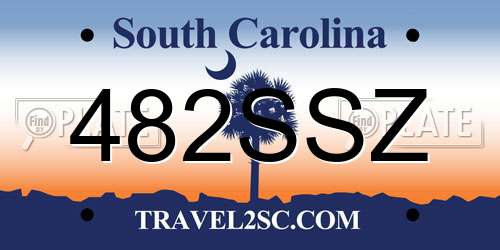 482SSZ South Carolina License Plate