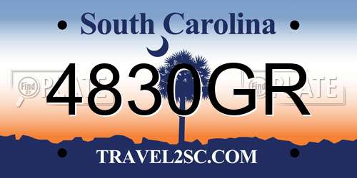 4830GR South Carolina License Plate