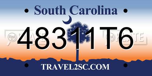 48311T6 South Carolina License Plate