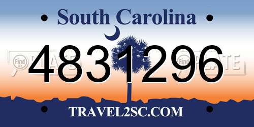 4831296 South Carolina License Plate