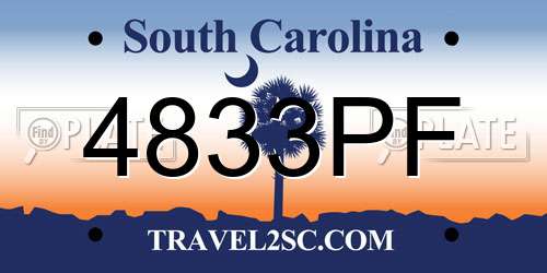 4833PF South Carolina License Plate
