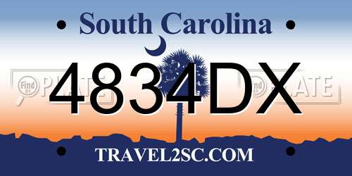 4834DX South Carolina License Plate