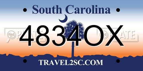 4834OX South Carolina License Plate