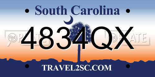 4834QX South Carolina License Plate
