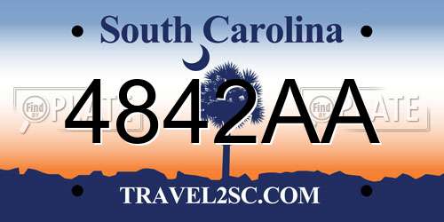 4842AA South Carolina License Plate