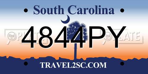 4844PY South Carolina License Plate