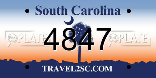 4847 South Carolina License Plate