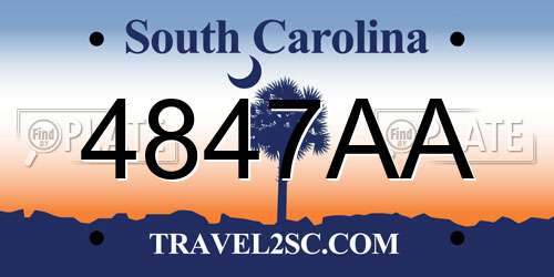 4847AA South Carolina License Plate