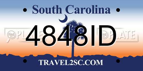 4848ID South Carolina License Plate