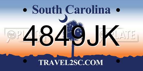 4849JK South Carolina License Plate
