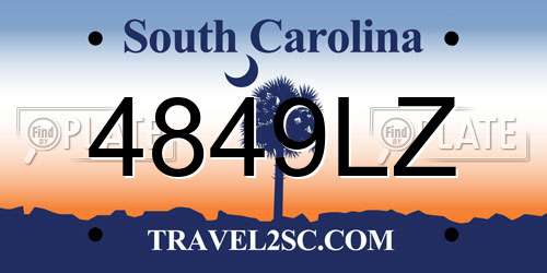 4849LZ South Carolina License Plate